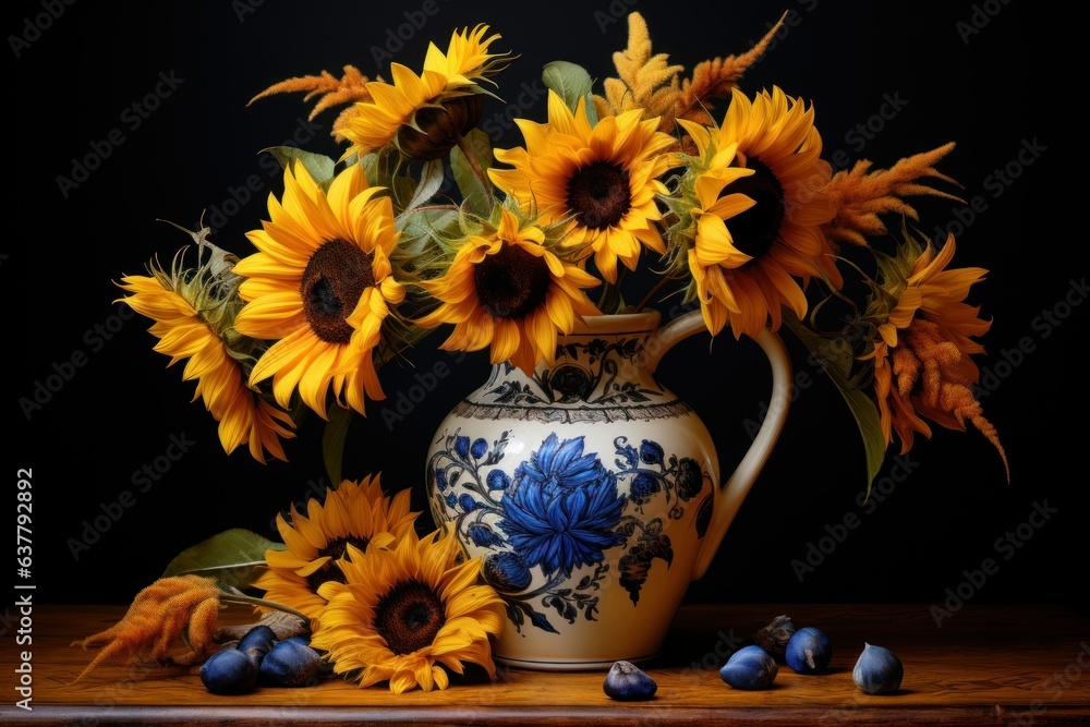 sunflowers in a vase on the windowsill sunflowers in a vase on the windowsill