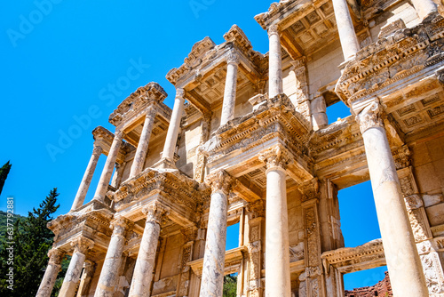 Celsus Library in Ephesus, Ephesus is a popular tourist destination in Turkey.