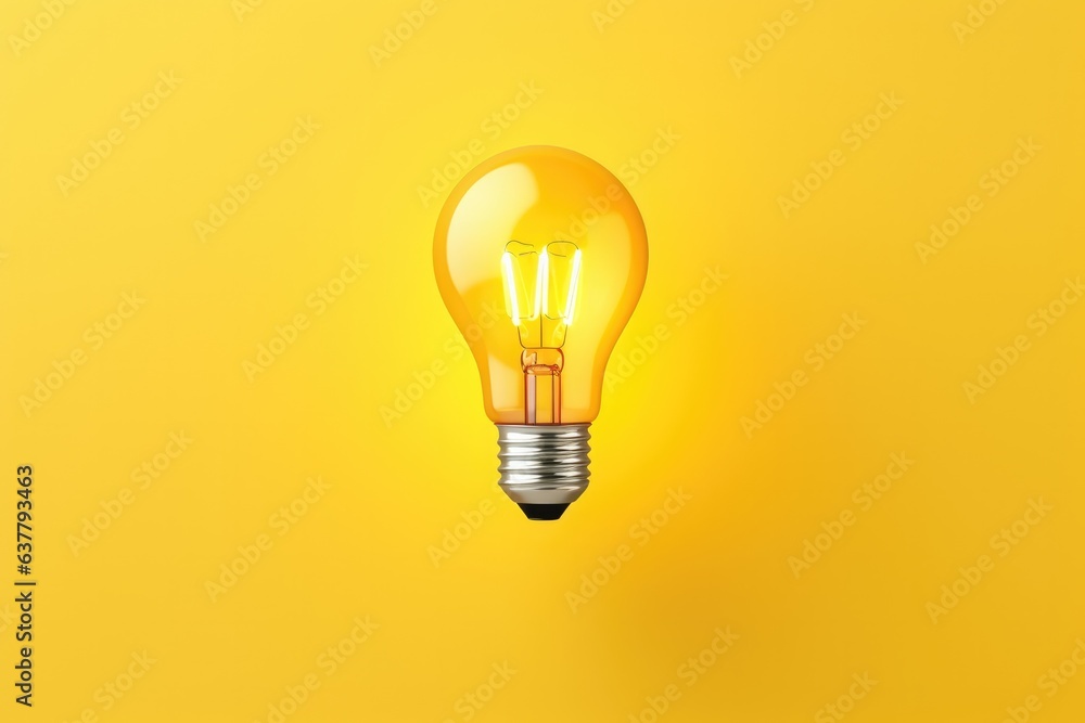 Light yellow bulb with a lot of ideas brainstorming concept, rocket shape. Generative Ai Light yellow bulb with a lot of ideas brainstorming concept, rocket shape. Generative Ai