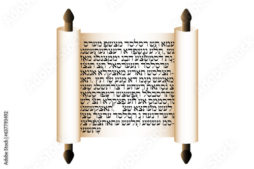 Torah scroll with text. Vector illustration. Eps 10.