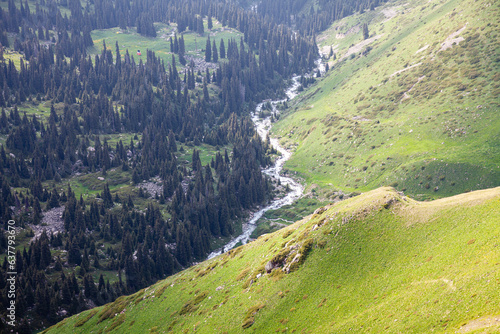 Obraz na płótnie Aleshkin bridge from a bird's eye view in the Almarasan gorge w salonie