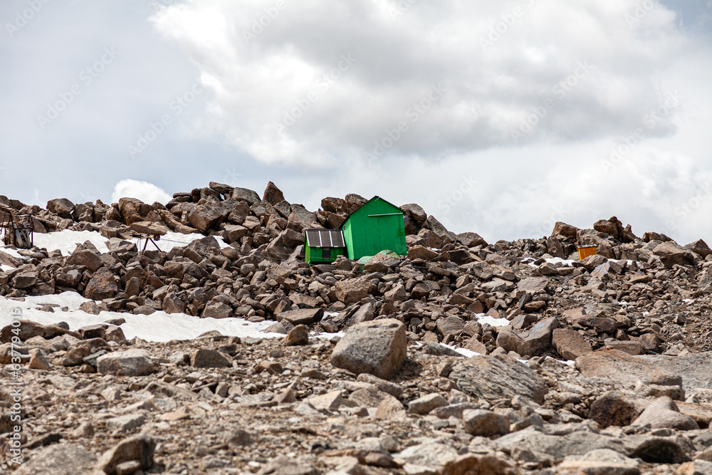 Meteorological equipment in the houses high up in the Almaty mountains
