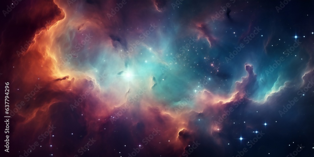 Colourful space galaxy cloud nebula