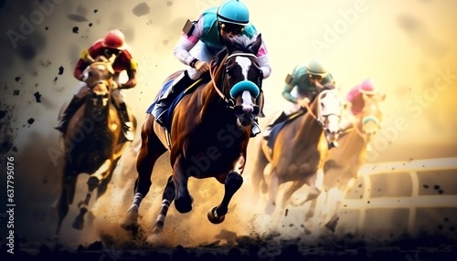 Horse race jockey illustration
