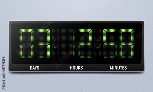Countdown timer. Clock counter. Vector template for your design.