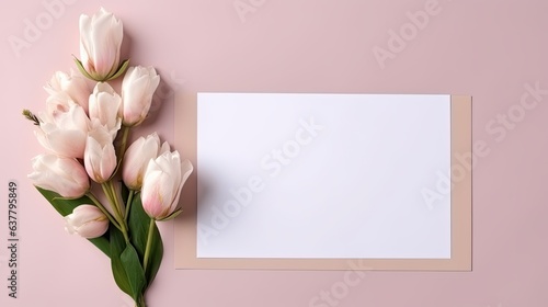 Floral template for a holiday postcard with space for copy. Mockup image