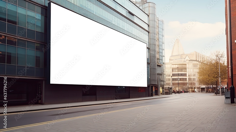 High quality image on billboard in London street. Mockup image High quality image on billboard in London street. Mockup image