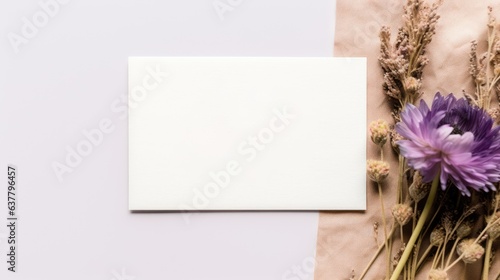 Boho themed mockup for wedding stationery or blog with white table background and bohemian decor photo