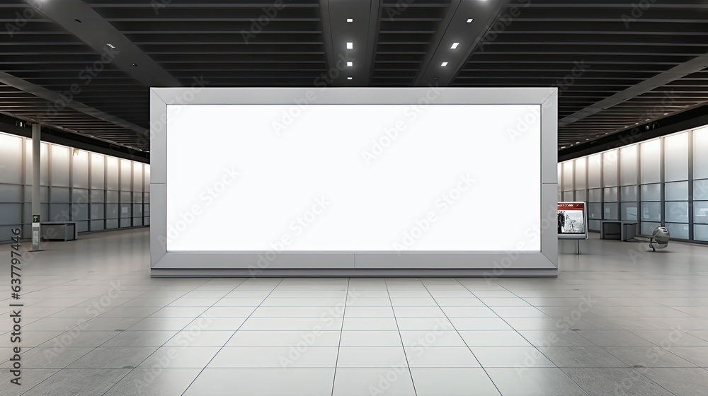 Empty indoor advertising board with white background for business concept . Mockup image Empty indoor advertising board with white background for business concept . Mockup image
