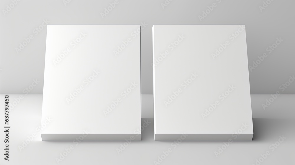 Two blank books with no illustrations ready for design Image placeholder available. Mockup image Two blank books with no illustrations ready for design Image placeholder available. Mockup image