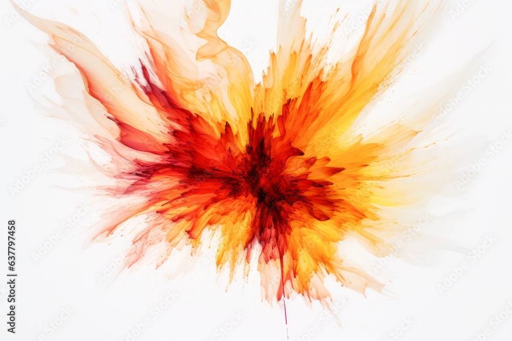 An orange and red bird in flight