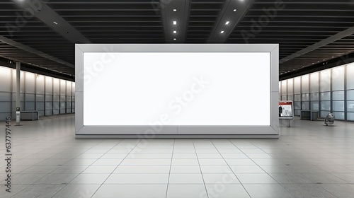 Empty indoor advertising board with white background for business concept . Mockup image