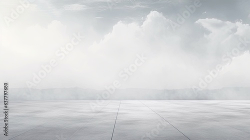 Obraz na płótnie Concept for a landing page with abstract background concrete ground foggy clouds and mock up placement. Mockup image w salonie
