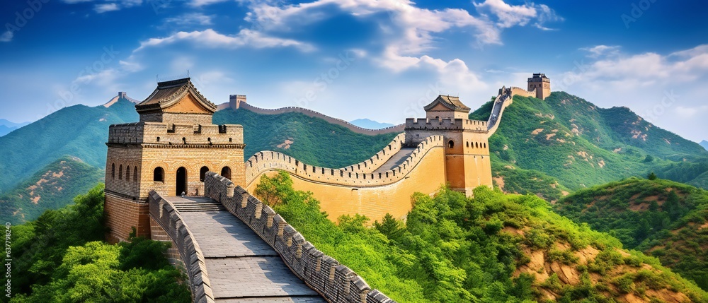 The Great Wall of China Stretching over thousands of miles - obrazy, fototapety, plakaty 
