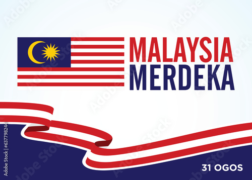 Malaysia Merdeka. 31 Ogos (Translate:  Independence Day of Malaysia. August 31). Vector Illustration and Logo.