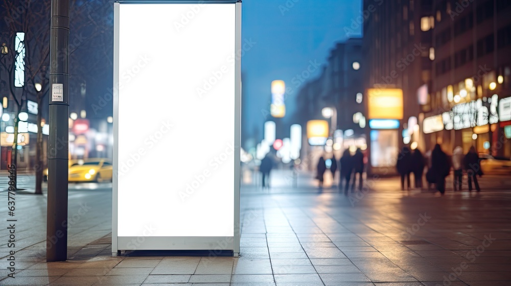 Mockup of a city center billboard with a blurred background and focus on the foreground providing space for copy