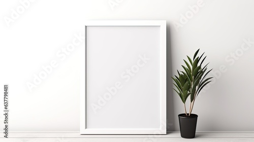 Empty frame template on a wall for interior design. Mockup image