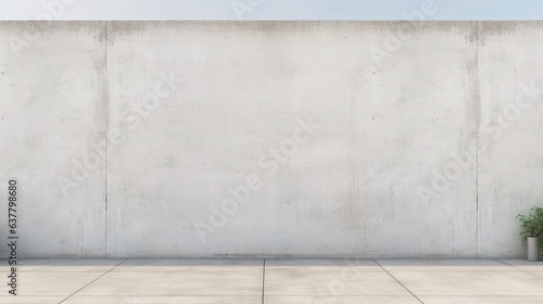 Fotografia, Obraz City street with long concrete wall covered in white plaster featuring copy spac