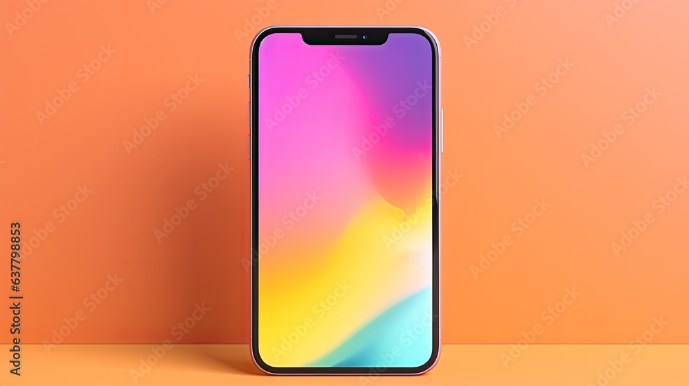 Blank screen smartphone mockup on colorful background with copy space Blank screen smartphone mockup on colorful background with copy space
