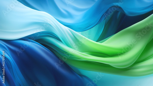 Elegant blue green background. Silk satin with soft wavy folds. Banner. Generative Ai content © Nataliia