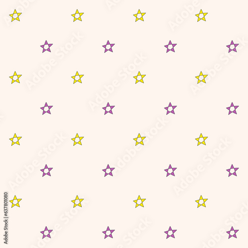 Seamless pattern of a Star in purple  and yellow on cream background  Vector for fabric  wrapping  wallpaper  textile