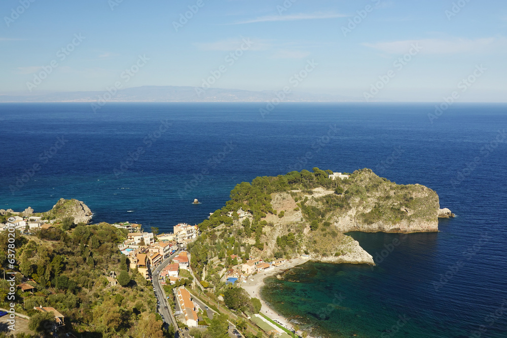Fototapeta premium The panorama of the sea in Taormina, Sicily, Italy