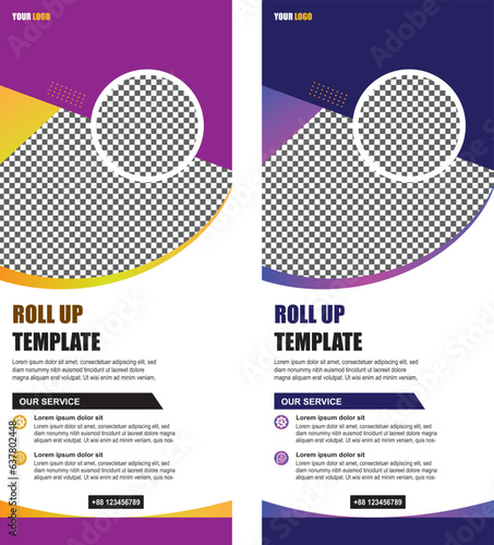 Stand roll up Poster Brochure flat design template creative concept.
