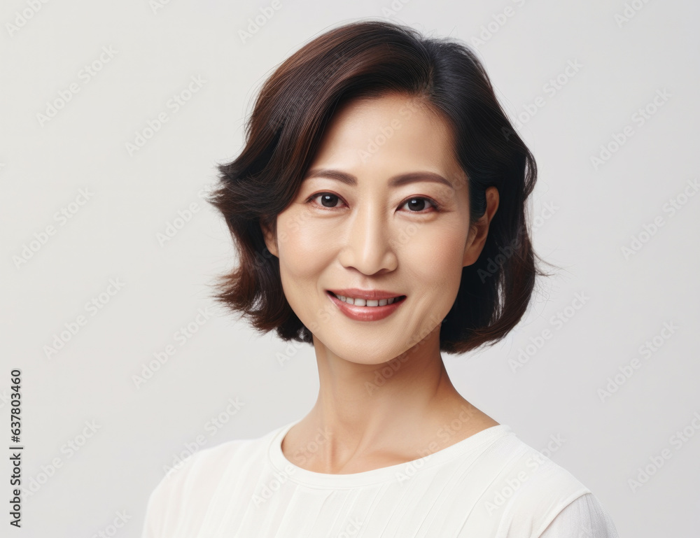 Beautiful and confident Chinese woman in her 40s with short bob hairstyle Beautiful and confident Chinese woman in her 40s with short bob hairstyle