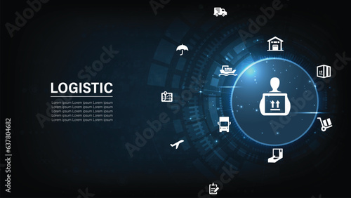 Logistic management concept. The complex process of planning, organizing and controlling resources to meet the needs of customers. The efficient flow and storage of goods, services.	
