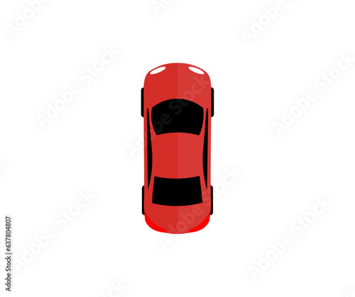 Top view of a red car. Car icon. Modern urban civilian vehicle. Vehicle flat isolated car icon vector design and illustration.
