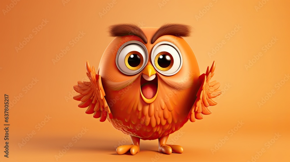 Cute 3D cartoon owl character. Cute 3D cartoon owl character.