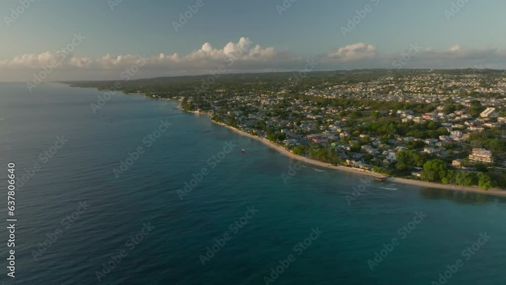 Establishing shot of Saint James parish, Barbados. Aerial pull-out Establishing shot of Saint James parish, Barbados. Aerial pull-out