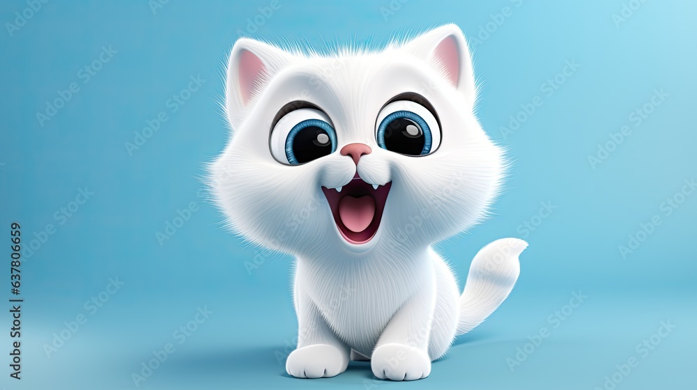 Cute 3D cartoon cat character. Cute 3D cartoon cat character.