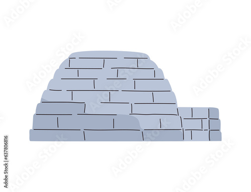 Igloo vector illustration, ice dwelling of the Eskimos people, traditional home at the north pole, Antarctica, Siberia