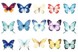 set of butterfly illustrations on clear background for print, wall art, tattoo, wallpaper, books, website, decoration