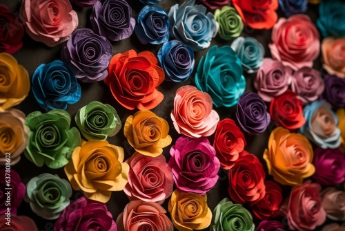A vibrant bouquet of handmade paper flowers