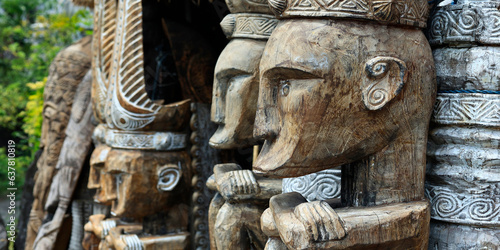 handmade wooden traditional antic sculture from sumba island in Indonesia