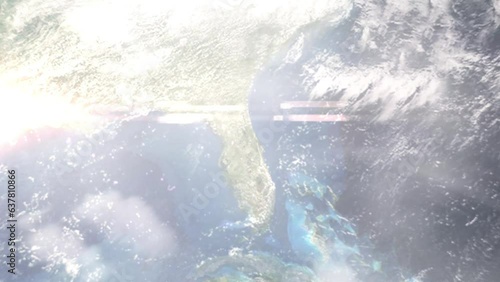 Zoom in from space and focus on Deltona, Florida, USA. 3D Animation. Background for travel intro. Elements of this image furnished by NASA photo