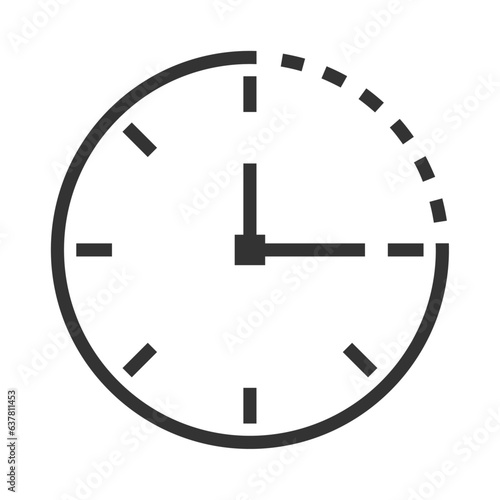 Time and clock icon. Time symbol in outline flat and line style isolated on transparent background. Deadline,  icon for date calendar, time, era, duration, period, span, hour, minute, watch, timer.