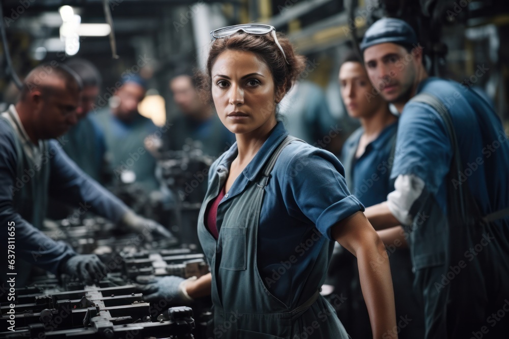 Assembly Supervisor Female supervisor oversees assembly process with technical precision ...