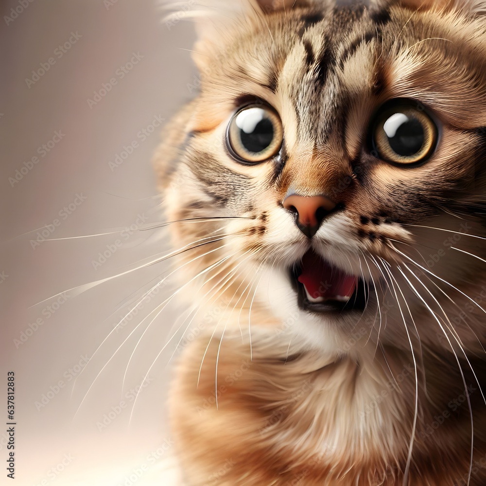 Close portrait of a cat with a surprised expression Close portrait of a cat with a surprised expression