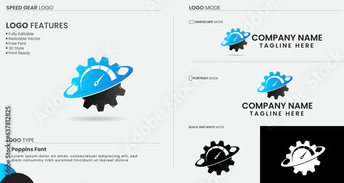 Speed gear logo design. Fast gear. Service. Repair shop. Auto. Car gear. Sports. Business. Gear vector. Premium logo. Colorful design. Finance