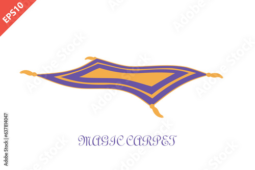 Magic flying carpet design vector isolated illustration