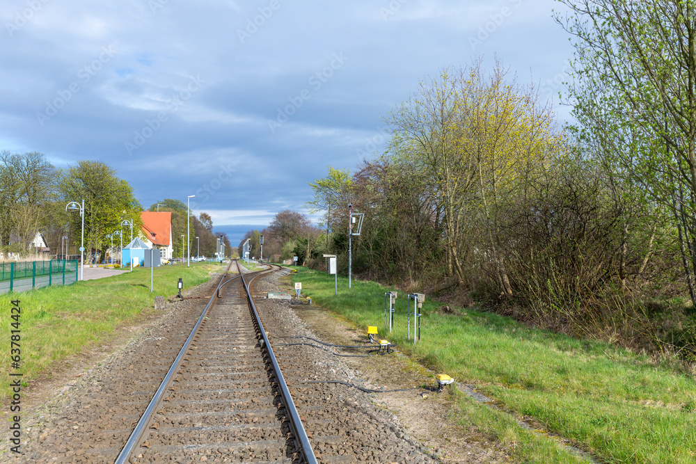 Fototapeta premium railway station in Zempin at the so called Baederbahn - engl: Spa-train at the island of Usedom,
