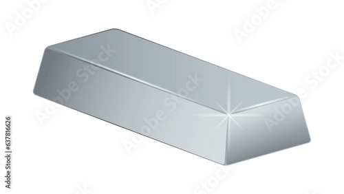 Steel, silver,titanium, platinum ingot. An bar of a noble precious metal.