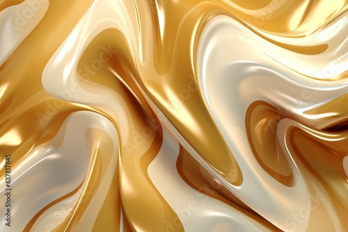 luxury Gold White background. Wave golden metal background. AI Generative.