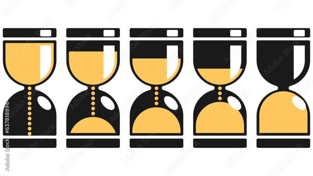 Fototapeta premium Hourglass set with different time. Flat design.