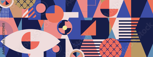Abstract background colorful geometric mural wallpaper. Mosaic geometrical purple background,