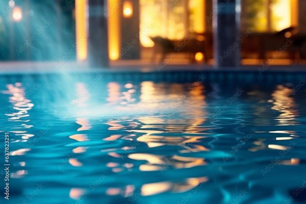 Hot spring bathing bathroom, pink and blue light color decoration interior. Welness center. AI Generative Hot spring bathing bathroom, pink and blue light color decoration interior. Welness center. AI Generative