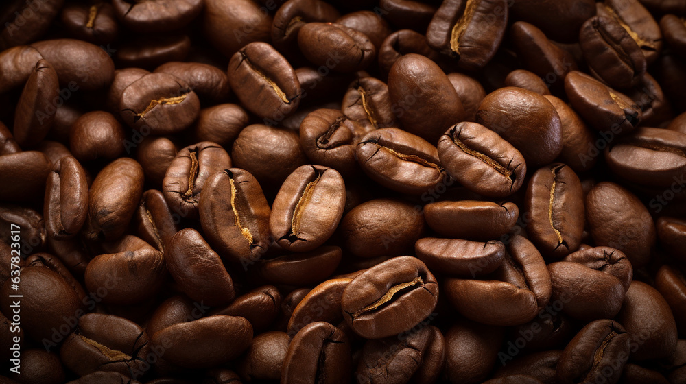 Fototapeta premium Roasted brown coffee beans for the background. 